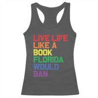 Retro Live Like Book In Florida LGBTQ Subtle Pride Racerback Tank Top Rainbow LGBTQIA Pride - Wonder Print Shop