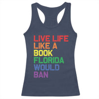 Retro Live Like Book In Florida LGBTQ Subtle Pride Racerback Tank Top Rainbow LGBTQIA Pride - Wonder Print Shop