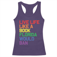 Retro Live Like Book In Florida LGBTQ Subtle Pride Racerback Tank Top Rainbow LGBTQIA Pride - Wonder Print Shop