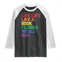 Retro Live Like Book In Florida LGBTQ Subtle Pride Raglan Shirt Rainbow LGBTQIA Pride - Wonder Print Shop