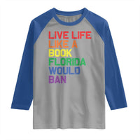 Retro Live Like Book In Florida LGBTQ Subtle Pride Raglan Shirt Rainbow LGBTQIA Pride - Wonder Print Shop