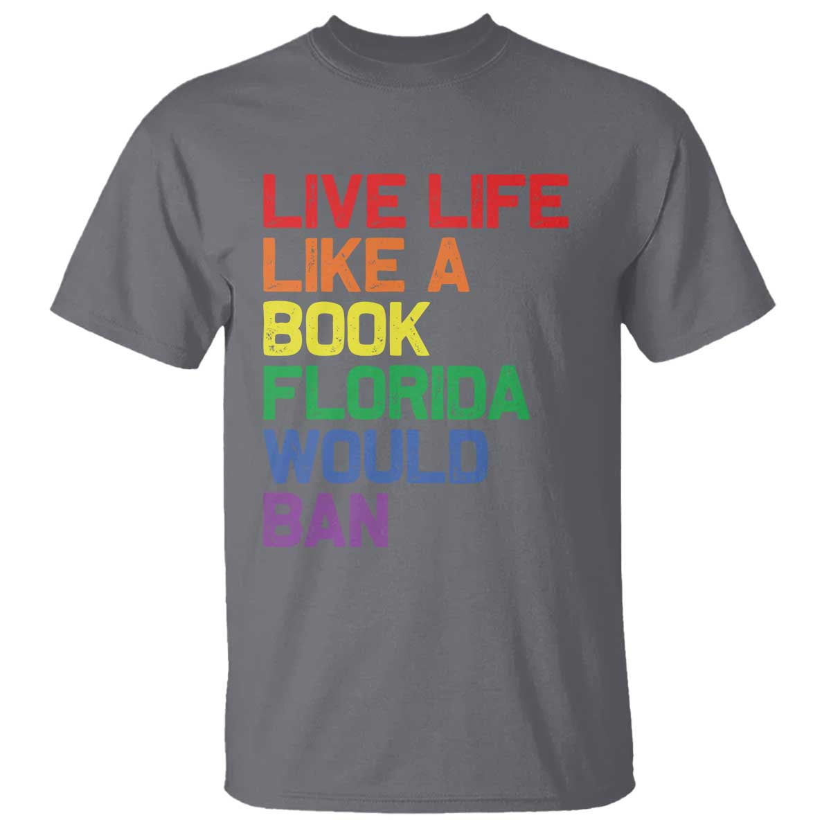 Retro Live Like Book In Florida LGBTQ Subtle Pride T Shirt Rainbow LGBTQIA Pride - Wonder Print Shop