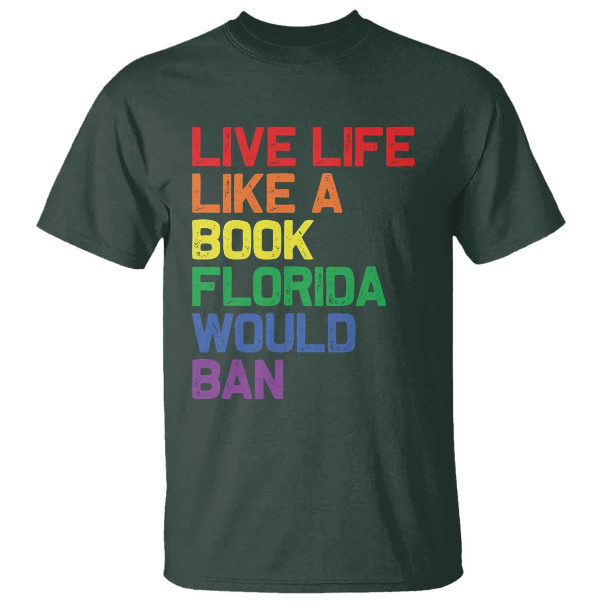 Retro Live Like Book In Florida LGBTQ Subtle Pride T Shirt Rainbow LGBTQIA Pride - Wonder Print Shop