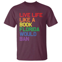Retro Live Like Book In Florida LGBTQ Subtle Pride T Shirt Rainbow LGBTQIA Pride - Wonder Print Shop