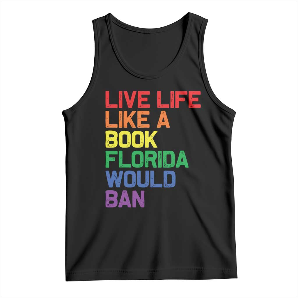 Retro Live Like Book In Florida LGBTQ Subtle Pride Tank Top Rainbow LGBTQIA Pride - Wonder Print Shop