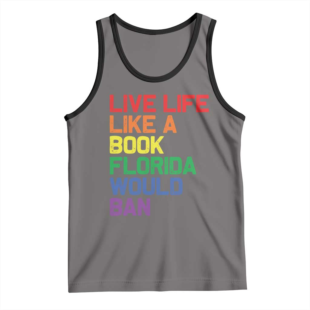 Retro Live Like Book In Florida LGBTQ Subtle Pride Tank Top Rainbow LGBTQIA Pride - Wonder Print Shop