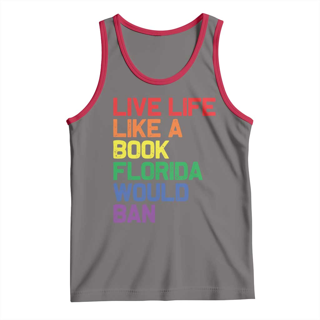 Retro Live Like Book In Florida LGBTQ Subtle Pride Tank Top Rainbow LGBTQIA Pride - Wonder Print Shop