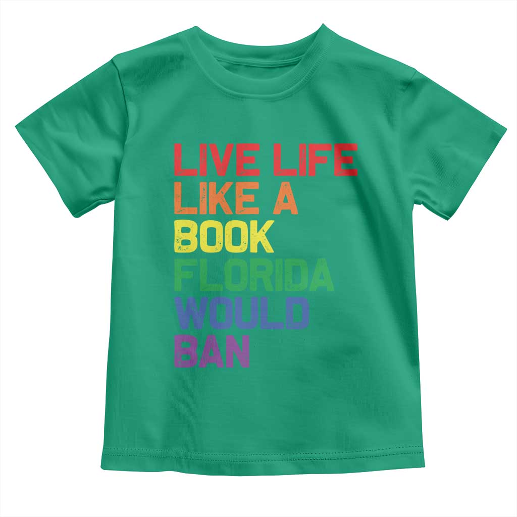 Retro Live Like Book In Florida LGBTQ Subtle Pride Toddler T Shirt Rainbow LGBTQIA Pride - Wonder Print Shop