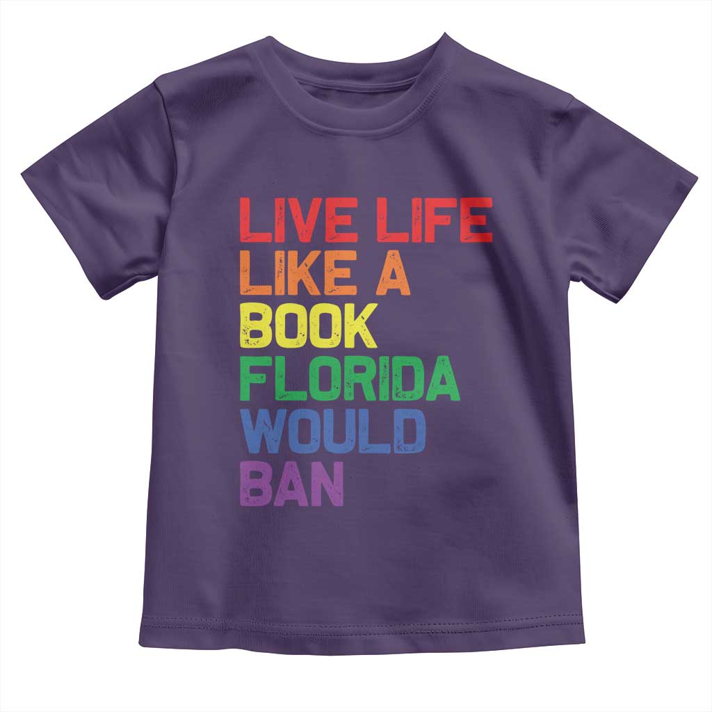 Retro Live Like Book In Florida LGBTQ Subtle Pride Toddler T Shirt Rainbow LGBTQIA Pride - Wonder Print Shop
