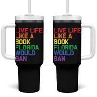 Retro Live Like Book In Florida LGBTQ Subtle Pride Tumbler With Handle Rainbow LGBTQIA Pride - Wonder Print Shop