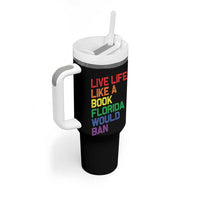 Retro Live Like Book In Florida LGBTQ Subtle Pride Tumbler With Handle Rainbow LGBTQIA Pride - Wonder Print Shop