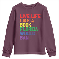 Retro Live Like Book In Florida LGBTQ Subtle Pride Youth Sweatshirt Rainbow LGBTQIA Pride - Wonder Print Shop