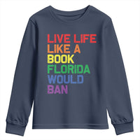 Retro Live Like Book In Florida LGBTQ Subtle Pride Youth Sweatshirt Rainbow LGBTQIA Pride - Wonder Print Shop