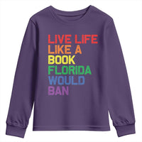 Retro Live Like Book In Florida LGBTQ Subtle Pride Youth Sweatshirt Rainbow LGBTQIA Pride - Wonder Print Shop