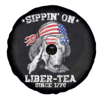 Funny 4th Of July Spare Tire Cover Sippin On Liber Tea Liberty Ben Franklin 1776 USA Flag - Wonder Print Shop