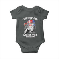 Funny 4th Of July Baby Onesie Sippin On Liber Tea Liberty Ben Franklin 1776 USA Flag - Wonder Print Shop