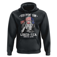 Funny 4th Of July Hoodie Sippin On Liber Tea Liberty Ben Franklin 1776 USA Flag - Wonder Print Shop