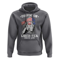 Funny 4th Of July Hoodie Sippin On Liber Tea Liberty Ben Franklin 1776 USA Flag - Wonder Print Shop