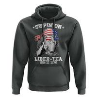 Funny 4th Of July Hoodie Sippin On Liber Tea Liberty Ben Franklin 1776 USA Flag - Wonder Print Shop
