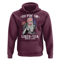 Funny 4th Of July Hoodie Sippin On Liber Tea Liberty Ben Franklin 1776 USA Flag - Wonder Print Shop