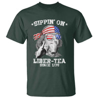 Funny 4th Of July T Shirt Sippin On Liber Tea Liberty Ben Franklin 1776 USA Flag - Wonder Print Shop