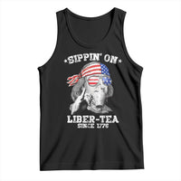 Funny 4th Of July Tank Top Sippin On Liber Tea Liberty Ben Franklin 1776 USA Flag - Wonder Print Shop