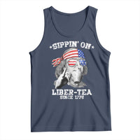 Funny 4th Of July Tank Top Sippin On Liber Tea Liberty Ben Franklin 1776 USA Flag - Wonder Print Shop