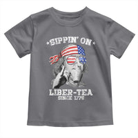 Funny 4th Of July Toddler T Shirt Sippin On Liber Tea Liberty Ben Franklin 1776 USA Flag - Wonder Print Shop