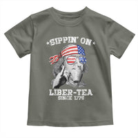 Funny 4th Of July Toddler T Shirt Sippin On Liber Tea Liberty Ben Franklin 1776 USA Flag - Wonder Print Shop