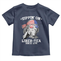 Funny 4th Of July Toddler T Shirt Sippin On Liber Tea Liberty Ben Franklin 1776 USA Flag - Wonder Print Shop