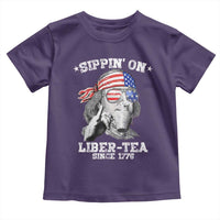 Funny 4th Of July Toddler T Shirt Sippin On Liber Tea Liberty Ben Franklin 1776 USA Flag - Wonder Print Shop