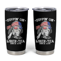 Funny 4th Of July Tumbler Cup Sippin On Liber Tea Liberty Ben Franklin 1776 USA Flag - Wonder Print Shop