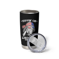 Funny 4th Of July Tumbler Cup Sippin On Liber Tea Liberty Ben Franklin 1776 USA Flag - Wonder Print Shop