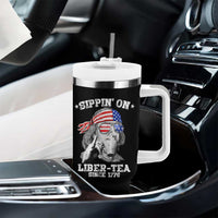 Funny 4th Of July Tumbler With Handle Sippin On Liber Tea Liberty Ben Franklin 1776 USA Flag - Wonder Print Shop
