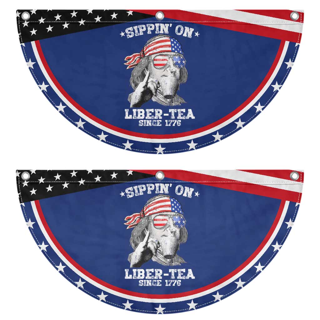 Funny 4th Of July Patriotic Fan Flag Sippin On Liber Tea Liberty Ben Franklin 1776 USA Flag