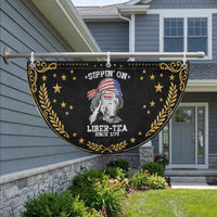 Funny 4th Of July Patriotic Fan Flag Sippin On Liber Tea Liberty Ben Franklin 1776 USA Flag