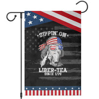 Funny 4th Of July Garden Flag Sippin On Liber Tea Liberty Ben Franklin 1776 USA Flag