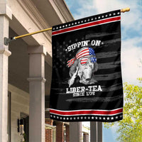 Funny 4th Of July Garden Flag Sippin On Liber Tea Liberty Ben Franklin 1776 USA Flag