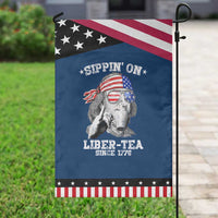 Funny 4th Of July Garden Flag Sippin On Liber Tea Liberty Ben Franklin 1776 USA Flag