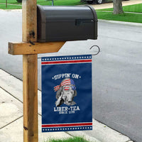 Funny 4th Of July Garden Flag Sippin On Liber Tea Liberty Ben Franklin 1776 USA Flag