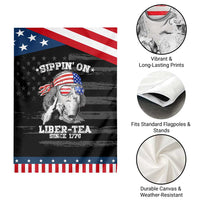 Funny 4th Of July Garden Flag Sippin On Liber Tea Liberty Ben Franklin 1776 USA Flag