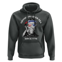 Funny 4th Of July Hoodie Sippin On Liber Tea Liberty Abe Lincoln 1776 USA Flag - Wonder Print Shop