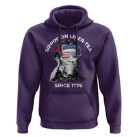 Funny 4th Of July Hoodie Sippin On Liber Tea Liberty Abe Lincoln 1776 USA Flag - Wonder Print Shop