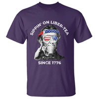 Funny 4th Of July T Shirt Sippin On Liber Tea Liberty Abe Lincoln 1776 USA Flag - Wonder Print Shop