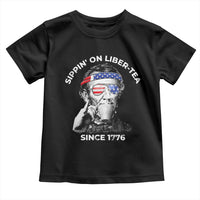 Funny 4th Of July Toddler T Shirt Sippin On Liber Tea Liberty Abe Lincoln 1776 USA Flag - Wonder Print Shop