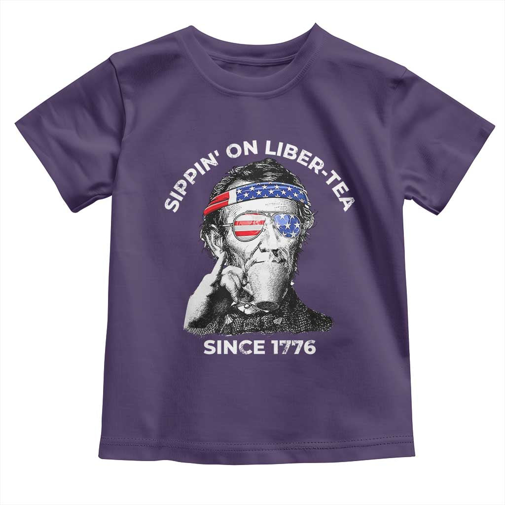 Funny 4th Of July Toddler T Shirt Sippin On Liber Tea Liberty Abe Lincoln 1776 USA Flag - Wonder Print Shop