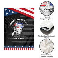 Funny 4th Of July Garden Flag Sippin On Liber Tea Liberty Abe Lincoln 1776 USA Flag