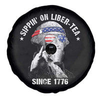 Funny George Washington Spare Tire Cover 4th Of July Sippin On Liber Tea Liberty American Flag 1776 - Wonder Print Shop