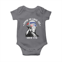 Funny George Washington Baby Onesie 4th Of July Sippin On Liber Tea Liberty American Flag 1776 - Wonder Print Shop