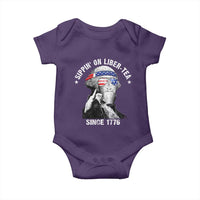 Funny George Washington Baby Onesie 4th Of July Sippin On Liber Tea Liberty American Flag 1776 - Wonder Print Shop